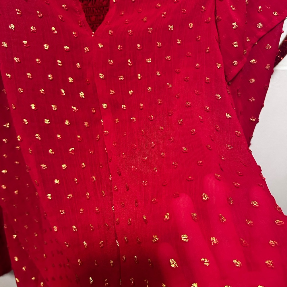 Elegant Red Ruffled Women's Top - Picture 6 of 16